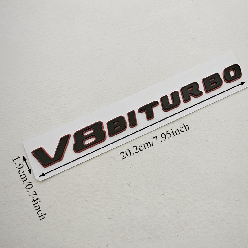 3D ABS Black Red Car Letters Logo V8 BITURBO Side Fender Badge Emblem Decal For Mercedes Benz AMG C63 E63S SL63 GLC63 G63 GLE63S
