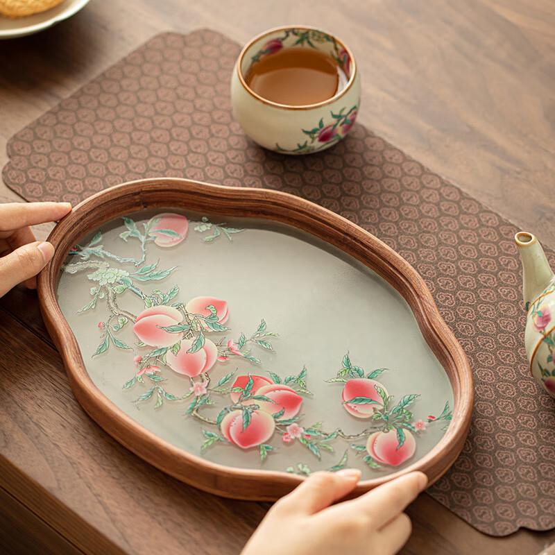 Shangqi Ruyi Nine Peaches Wooden Dry Tea Tray