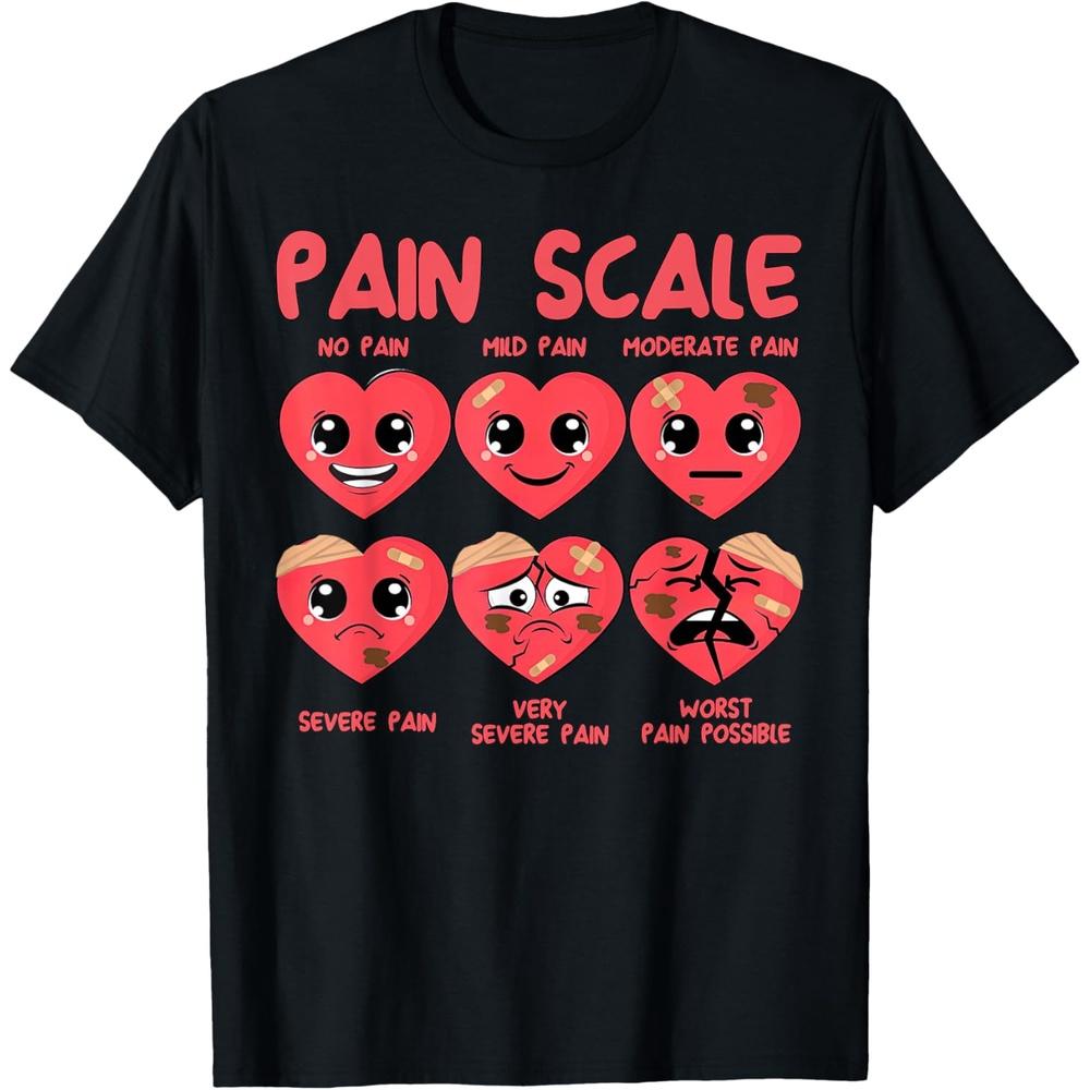 Pain Scale Heart Candy Trauma Nurse Triage Valentine s Day Cotton Men T Shirt S чёрный