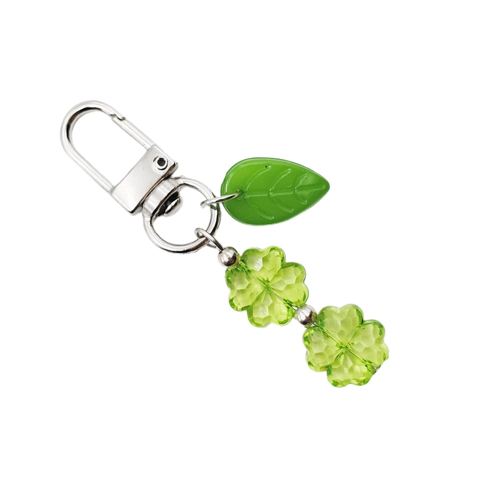 

Acrylic Four Leaf Keychain Lovely Decorations Keyring Ornament Backpack Handbag Charm Pendant Gift for Girls Women зелёный