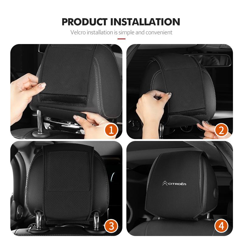 Suede Car Headrest Cover Auto Logo Head Pillowcase Accessories For Citroen C5 C1 C2 C6 C4L DS3 DS4 DS5 C-Elysee Grand Berlingo