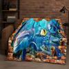 New 3D Illusion Underwater World Breaking Wall Flannel Blanket,Ultra Soft Warm Plush Throw for Home Bedroom Bed Sofa Cover Gift