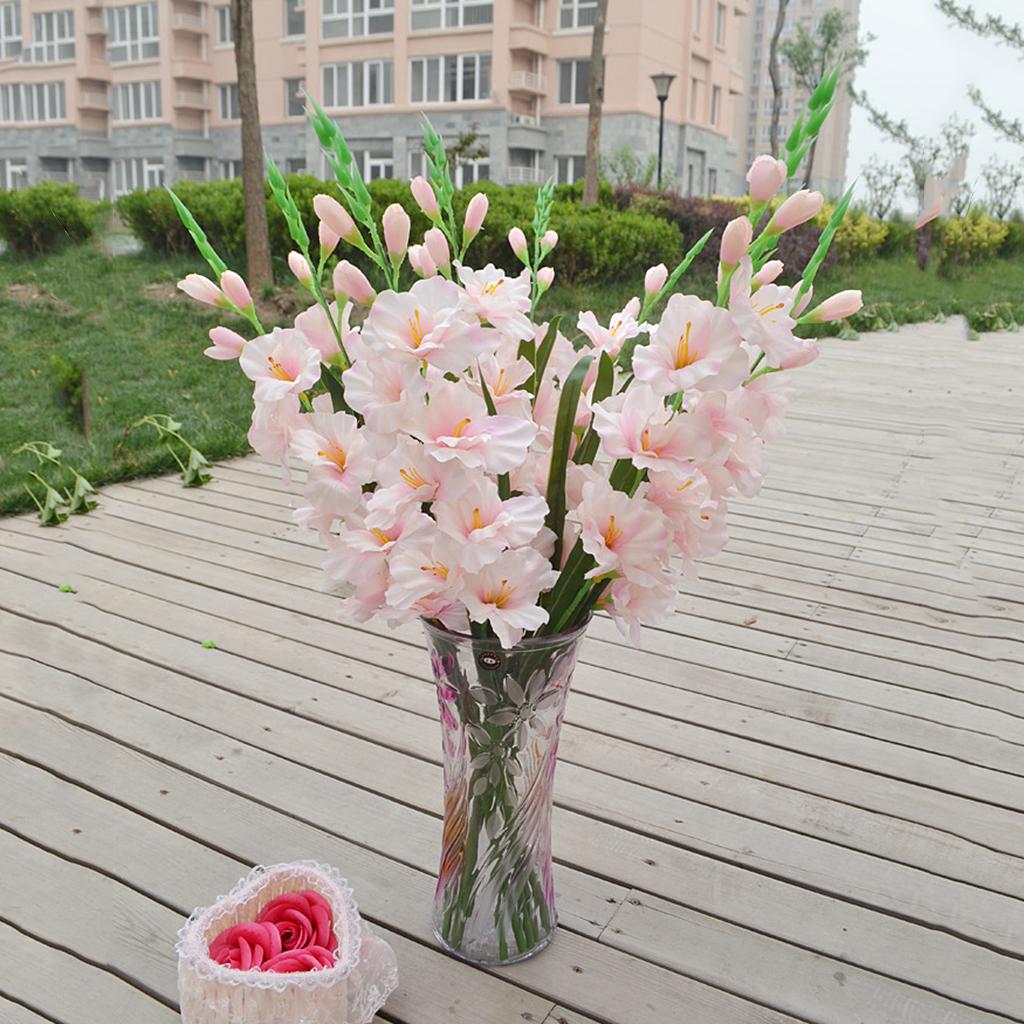 Home Decor Artificial Gladiolus Flower Yellow Silk Lifelike Fake Flower for Wedding Table Arrangement Centerpiece