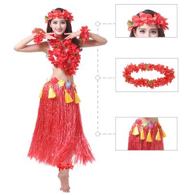 1 Satz Hula-Rock Hochelastisch Auffällig Plastikfaser Hawaiianisches Hula-Grasrock-Set für den Sommer