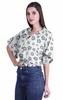 Moomaya Printed Boxy Sleeve Tops For Women V-Neck Elastic WaistA  Kimono Top