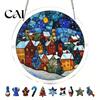 Stained Glass Window Art Christmas Acrylic Puzzle Suncatcher, Holiday Tree Snowman Stockings Red Bird Sun Catcher Suncatcher Kit for Adults,