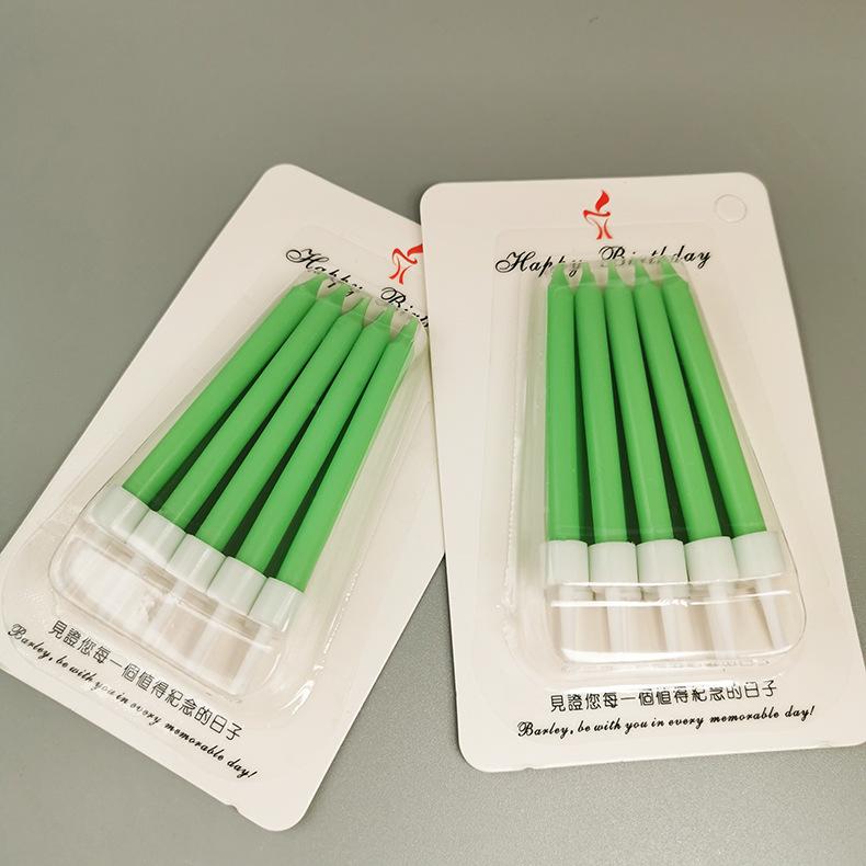 Colorful Jelly Color Long Pole, Bright Pole, Colorful Birthday Cake, Small Candle, Children's Macaron Party Milk Green