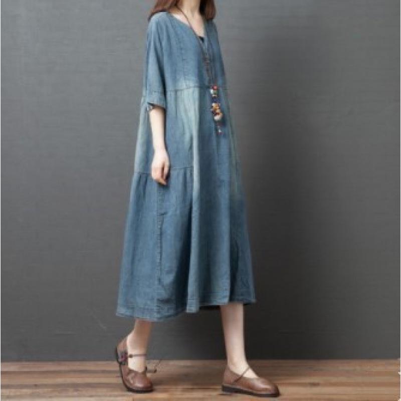 

2025 Summer Cotton High Neck Ruffle Maxi Dress - Plus Size Commuter Style with Five Sleeves XXL чорний колір сірий