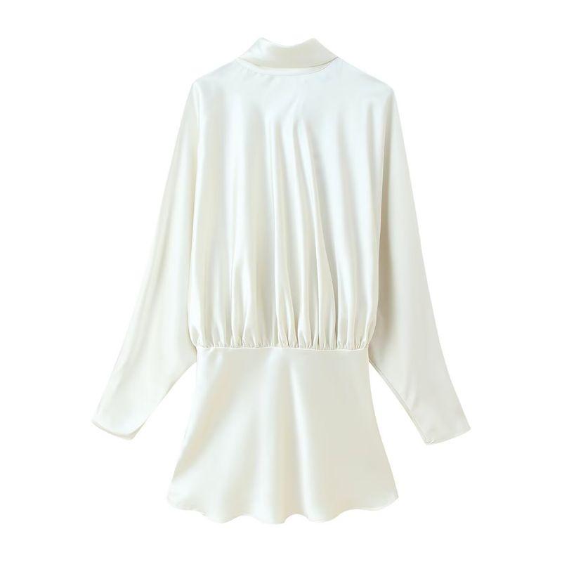 Za Autumn and Winter New Arrivals Women's Clothing Zr European and American Style Silk Satin Texture Scarf-Decorated Short Dress 4661215 251