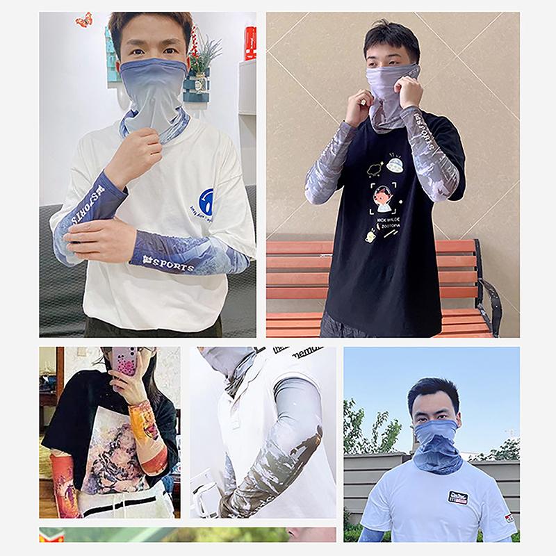 2023New Ice Silk Sleeve Sunscreen Cuff Uv Sun Protection Arm Sleeves Anti-Slip Men Women Long Gloves Outdoor Cool Sport Cycling