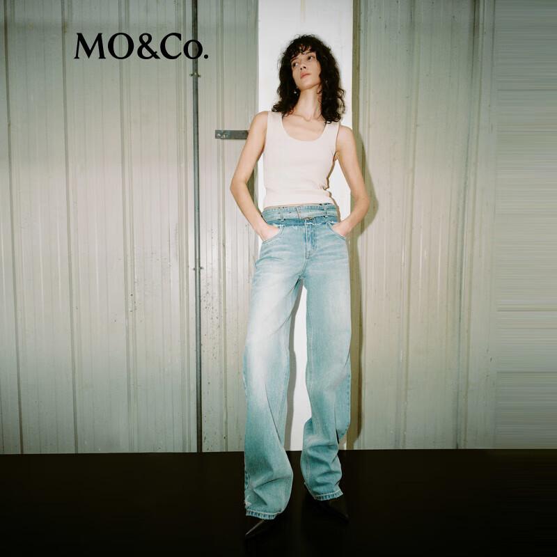 MO&Co. U-Neck Ribbed Lightweight Vest
