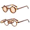 Popular Vintage Steampunk Flip Up Sunglasses Retro Rivets Small Round Sun Glasses Double-Layer Flip Lens Punk Eyeglasses Uv400