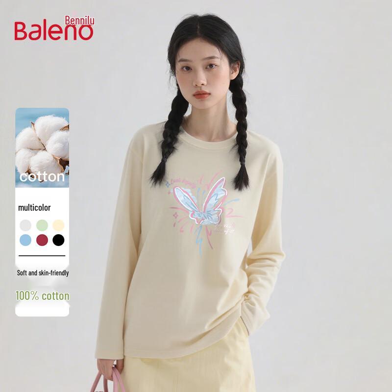 Baleno Women s Pure Cotton Round Neck Long-Sleeve T-Shirt L