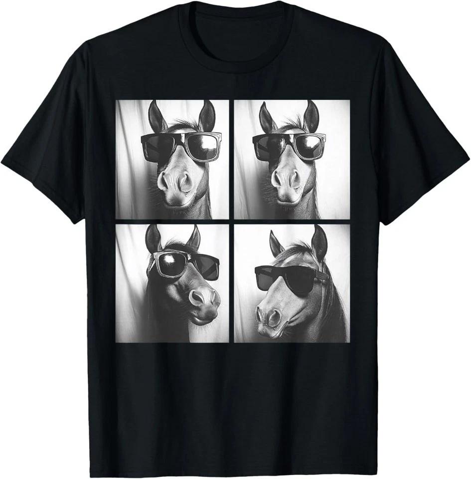 Funny Horse Wearing Sunglasses Photobooth Selfie Farm Animal T-Shirt S