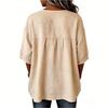 Fashionable Women's Shirt With  Buttons, Round Neck, And Short Sleeves