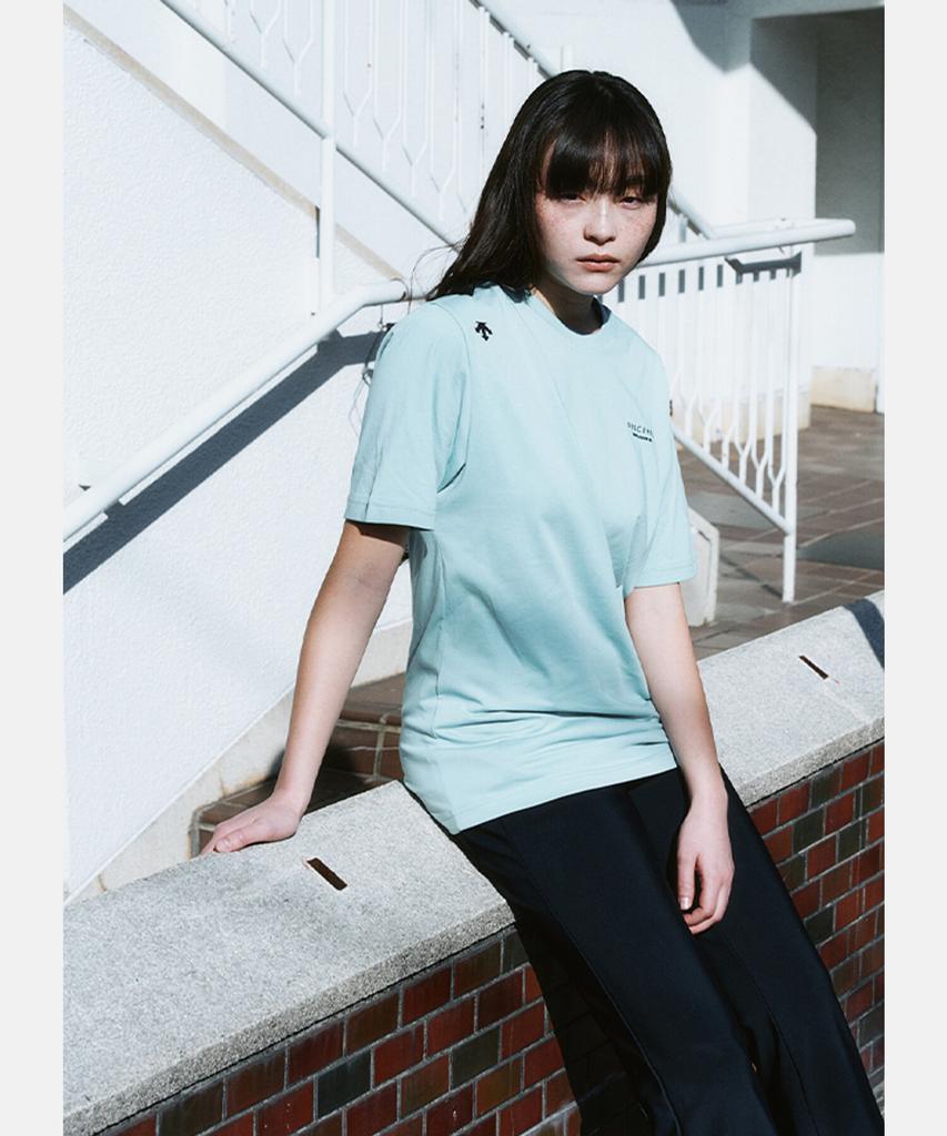 DESCENTE Small Wording Cotton Short Sleeve T-Shirt Green Sr123Uts15 (A Type)