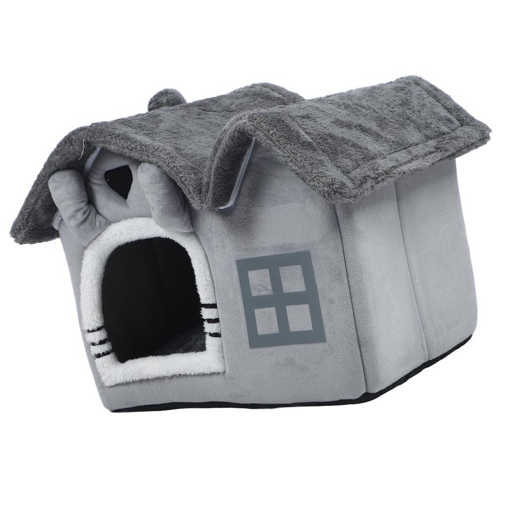 Double Roof Indoor Dog House Removable Cushion Washable Cover Cave Dog House for Small Dogs