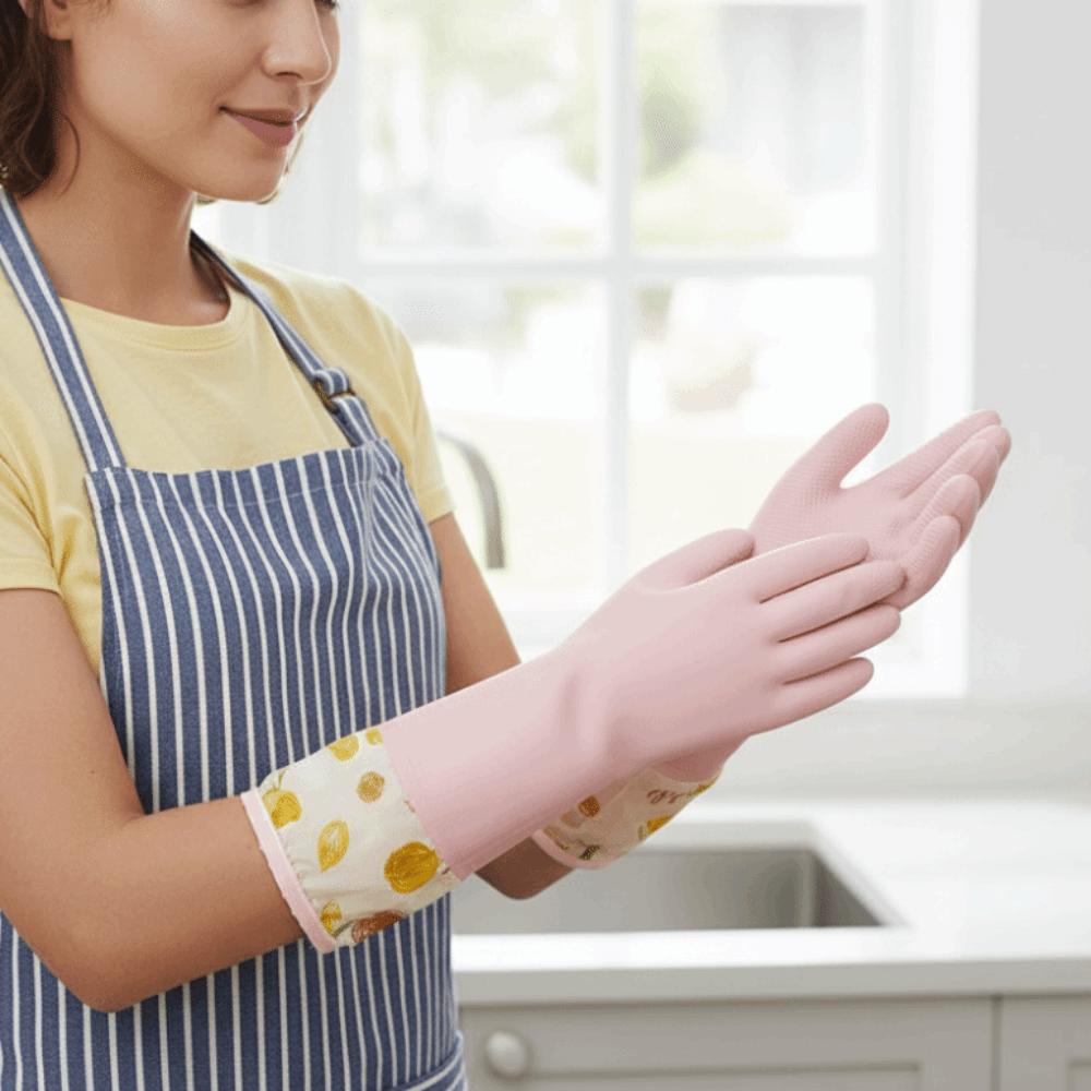 Thick Velvet Washing Gloves Waterproof Dish Washing Gloves Cleaning Gloves Bowl Cleaning