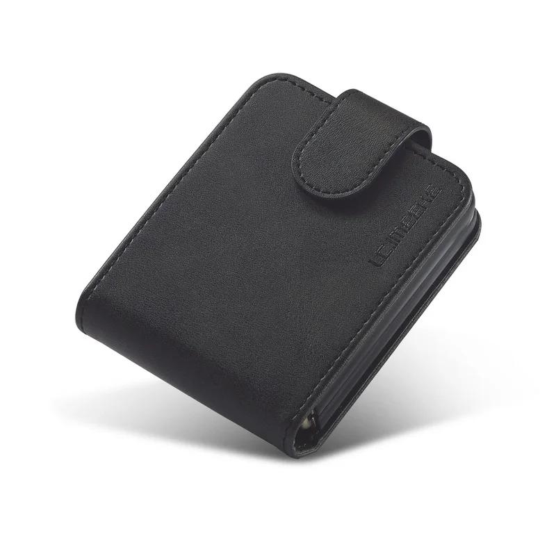Calf Pattern Leather Case for Samsung Galaxy Z Flip 7 FE 6 5 4 5G Flip6 Cards Slot Wallet Flip4 Stand Skin Ultra Thin Cover