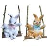 Lovely Mother And Baby Rabbit Easter Swing Ornament Durable Resin Rabbit Swing Home Decors For Year Round Display