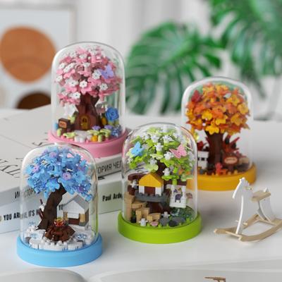 Creative Building Blocks, Cherry Blossom Tree House, Eternal Building Blocks, Carnation Bouquets with Dust Covers, Children's Assembly Toys