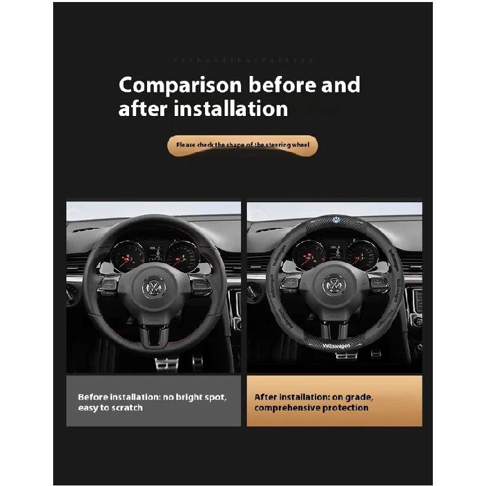 Carbon fiber Leather Car Steering Wheel Cover For Volkswagen T-ROC T-Cross Touareg Polo Passat Golf 5 GTI Beetle Magotan Tiguan
