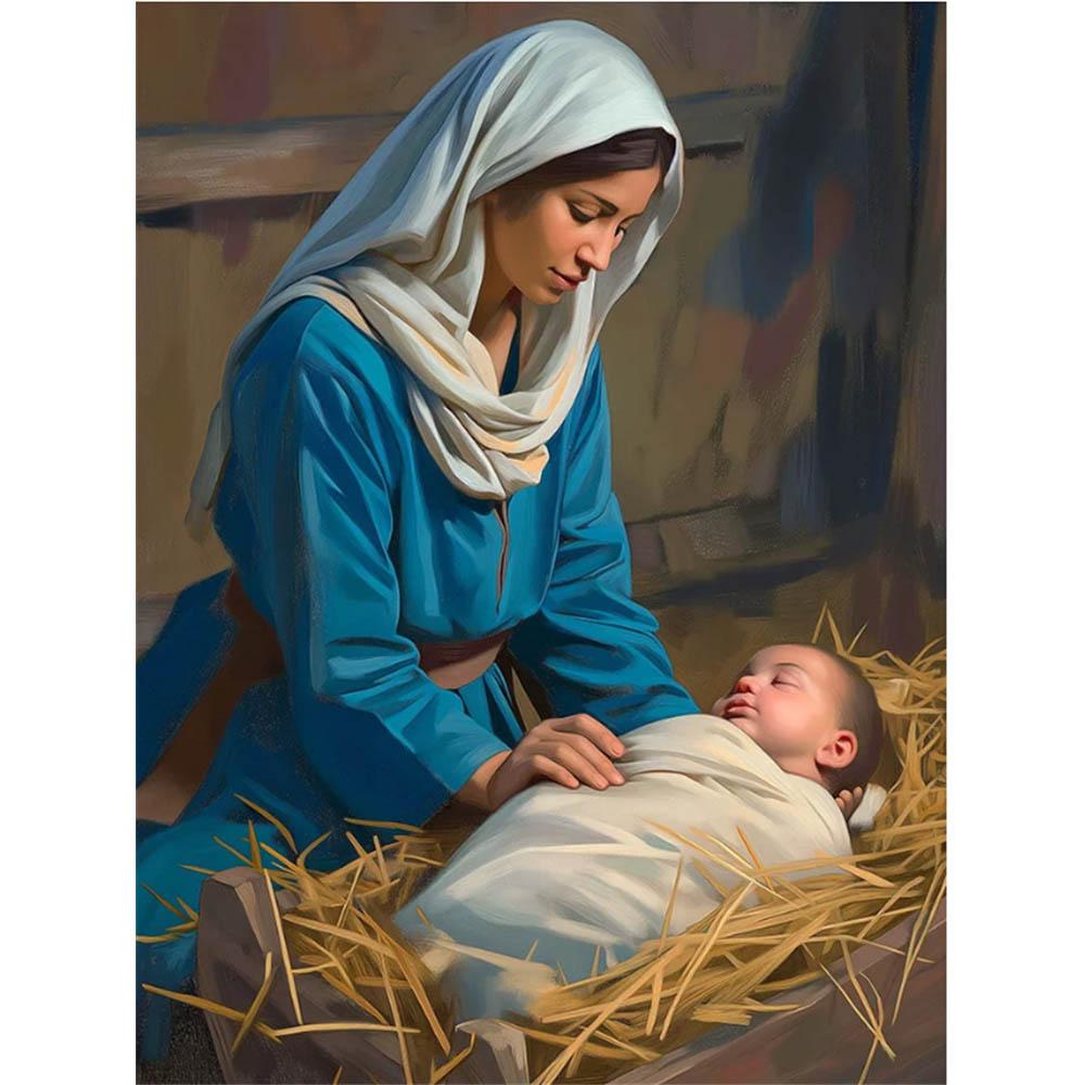 

DIY Diamond Painting Oil Painting Style Cross Stitch Kit, Mosaic Art Diamond Painting Full Circle Diamond Home Decoration Mural Round 20x30cm