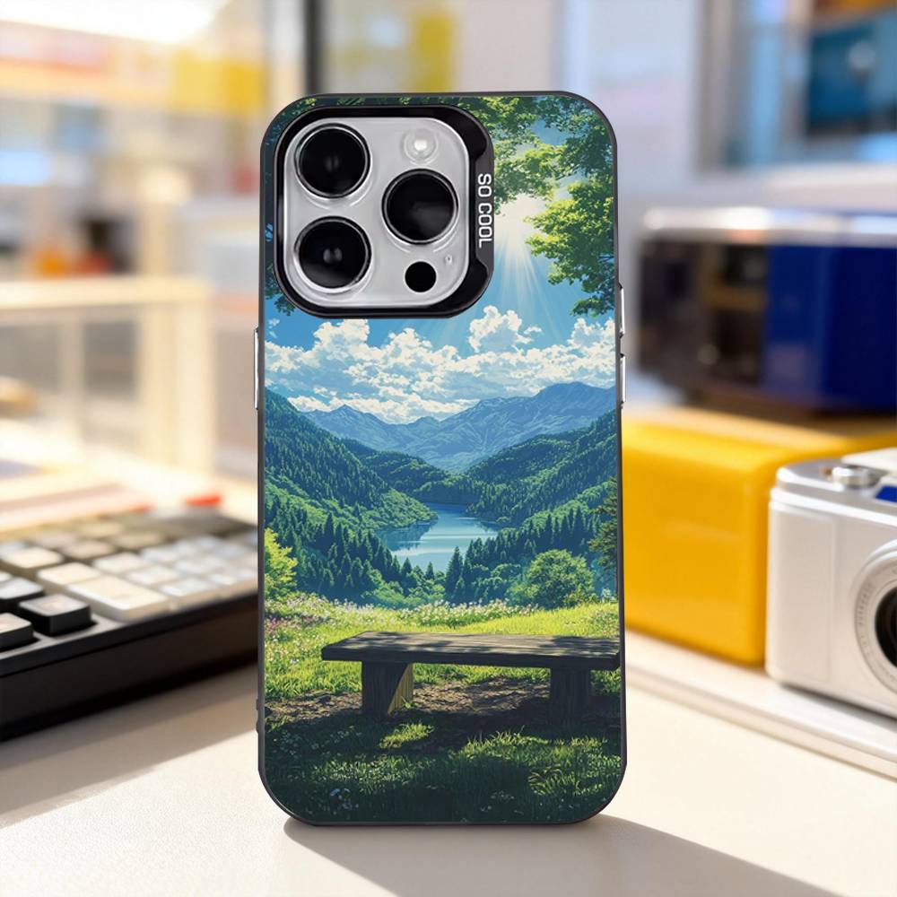 Natural Mountains Scenery Phone Case For iPhone 11,12,13,14,15,16,17,Pro,Max,Plus,E,Air,Mini IMD Matte Black
