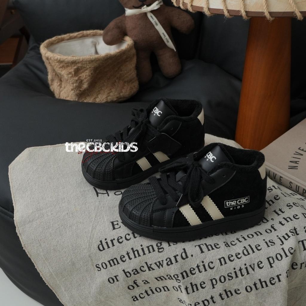 XSHX retro "German board shoes" children's high-top leather board shoes winter velvet boys and girls Velcro 2481