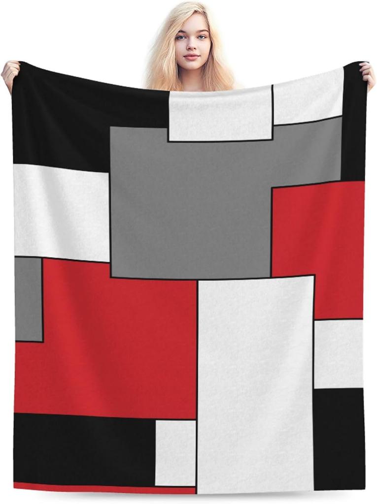 Geometry Fleece Throw Blanket Ultra Soft Cozy Modern Geometric Flannel Blanket for Sofa Couch Bed Chair Camping Travel Or Dorm