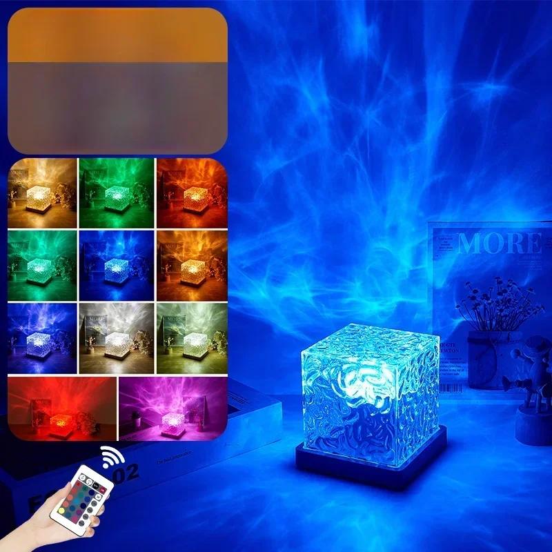 Ocean Wave Projektör Işığı 16 Renk Gece Yarısı Aura Aurora Parıltılı Lamba Ev Ofis Bar Restoran Sualtı Projektör Gece Işığı