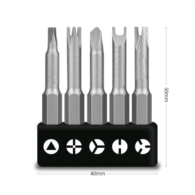 Special-Shaped Screwdriver Bit Set Hexagonal Handle Screwdriver Bit Tool U-Shaped Y-Shaped Three Points Cross Triangle Magnetic