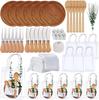 Gift Box Bamboo Mini Cutting Board & Cheese Knife Set for Baptism, Wedding, Birthday, or Banquet