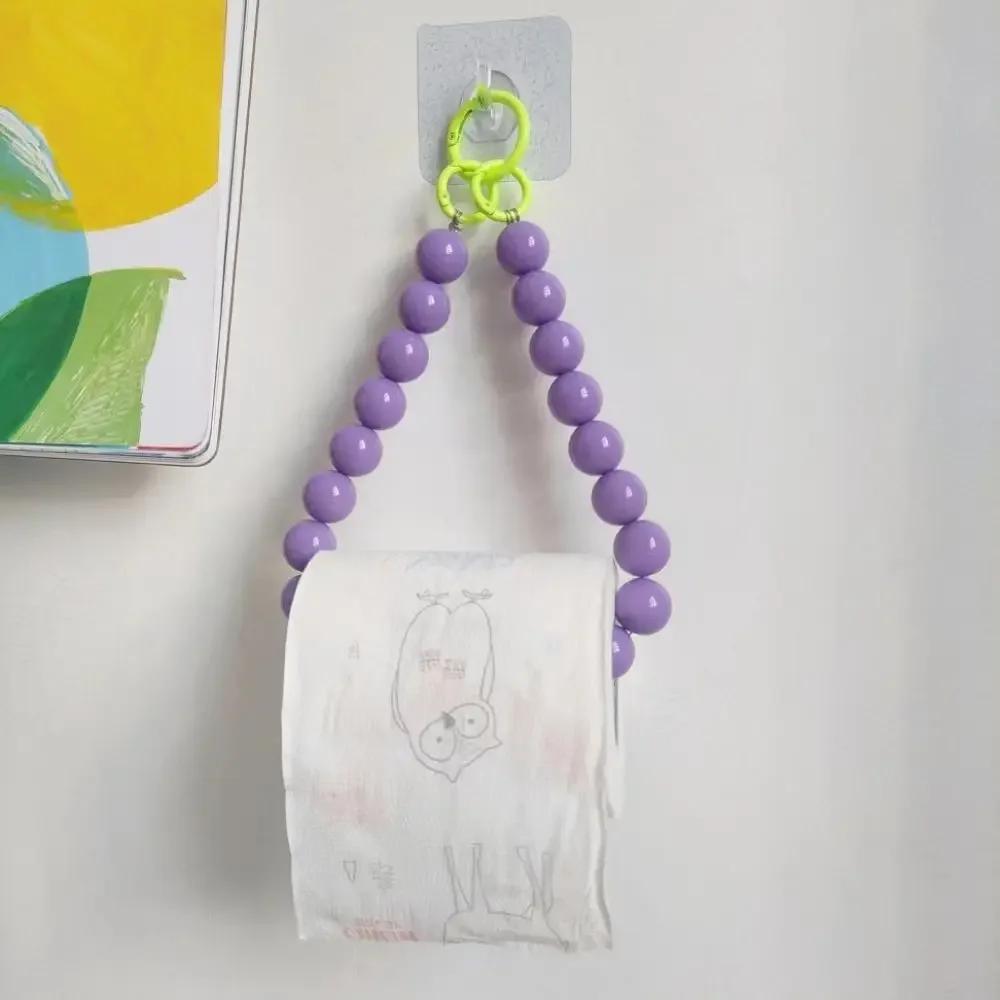Pink Color Hanging Beaded Tissue Holder Toilet Paper Holder Phone Chain Home Storage Organizer Bathroom Decoration Accessories