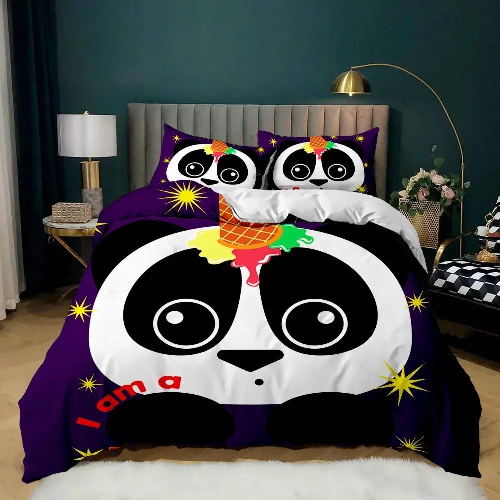 Panda Duvet Cover Cute Animal Bedding Collection For Kids Boys Girl Cartoon Giant Panda Polyester Comforter Cover Bear Printed Wildlife