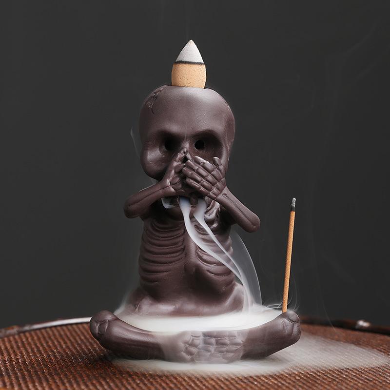 Original purple sand backflow incense burner Halloween gift, skull little ghost backflow incense incense burner ornament