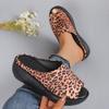 Fashion Mid Heels Women Platform Slippers Summer Wedges Leopard Shoes 2025 New Slingback Sandals Retro Flip Flops Casual Beach Sandalias