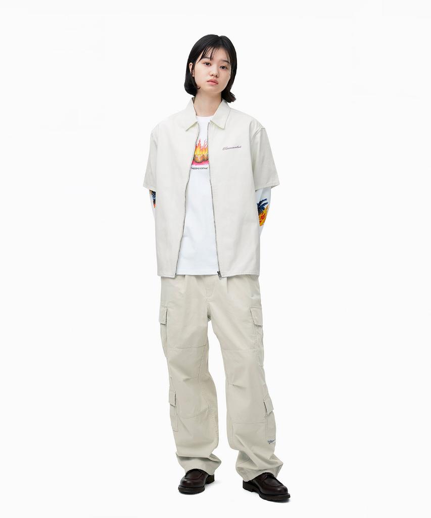 THISISNEVERTHAT Washed Denim Zip S/S Shirt Off White