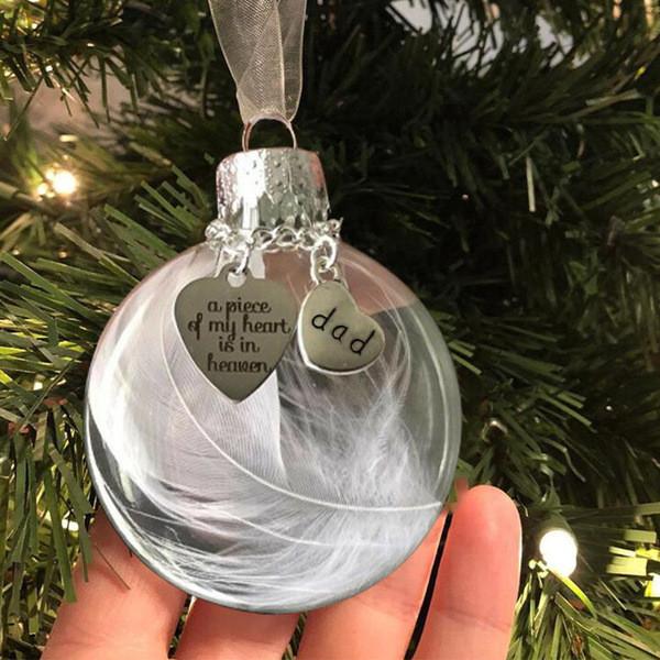 A Piece Exquisite Of My Heart Is In Heaven Feather Heart Ornament Ball For Family Celebrations