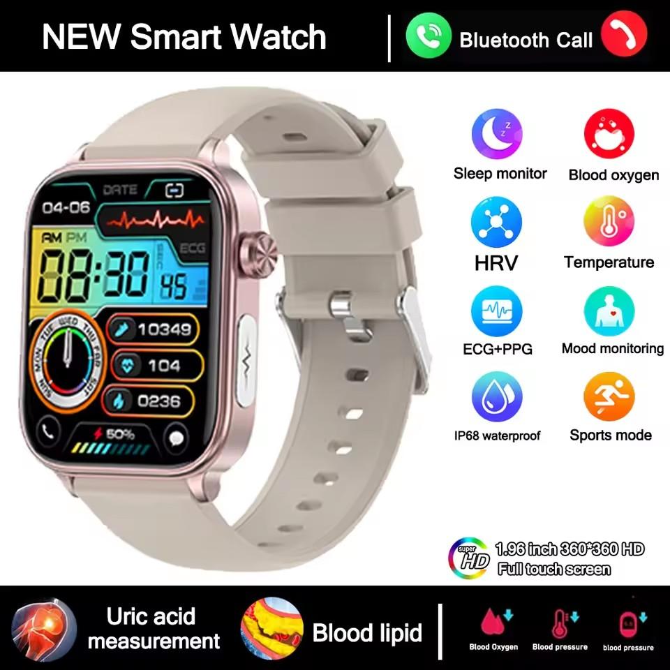 2025 New ECG+PPG Smart Watch Women Heart Rate Blood Lipid Uric Acid Women Menstrual Health Tracker Smartwatches For Android iOS