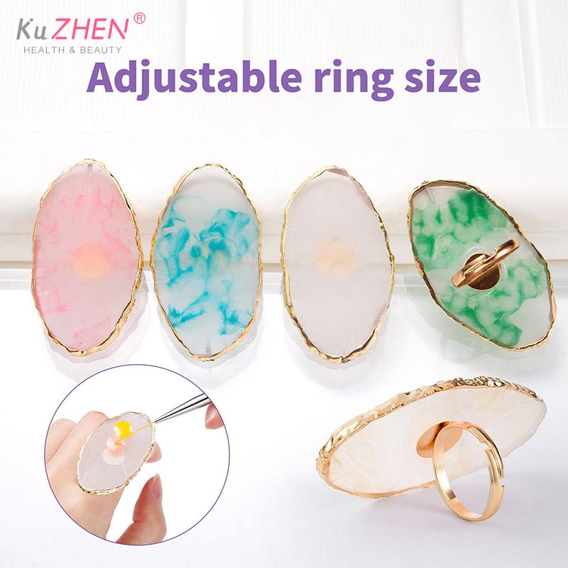 1 Pz Nuova Tavolozza per Nail Art in Pietra di Resina Anello da Dito Punte per Unghie Finte Disegno Miscelazione Colori Espositore Strumento per Manicure Fai da Te Smalto Gel