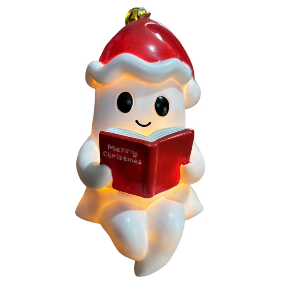 Cute Ghost Reading Book Lamp Ornament Book Lovers Halloween Night Light Adorable Ghost Night Light For Bedroom Halloween Decor