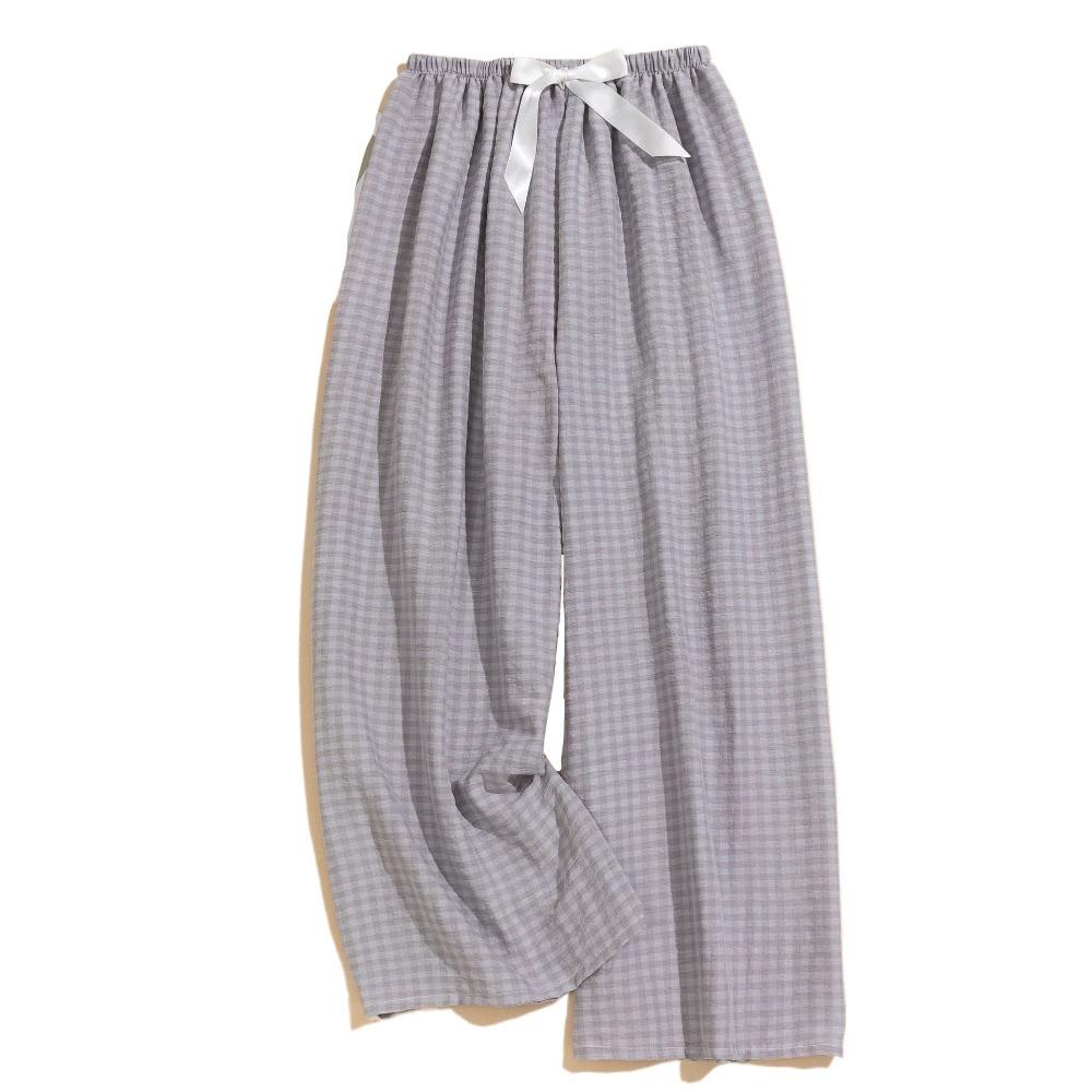 

Милые клетчатые пижамные брюки в полоску, широкие домашние брюки, мягкие повседневные брюки для женщин и подростков синий