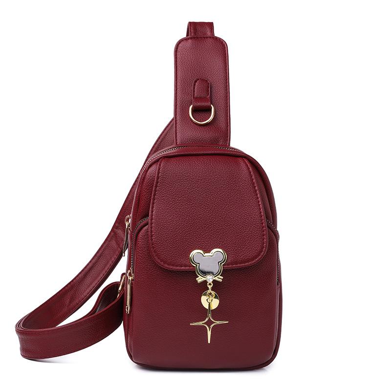 New Trendy and Fashionable Women's Breast Bag Soft Leather Crossbody Bag Simple Large Capacity Backpack Mobile Phone Bag
