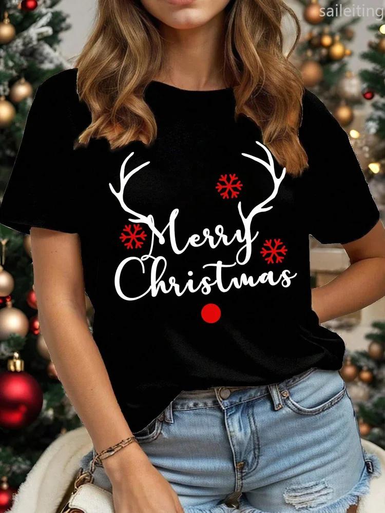 

Casual Christmas Santa Claus TShirt for Harajuku Short Sleeve Casual Womens Tshirt Clothing Street Tops Tees Aesthetic Clothes S