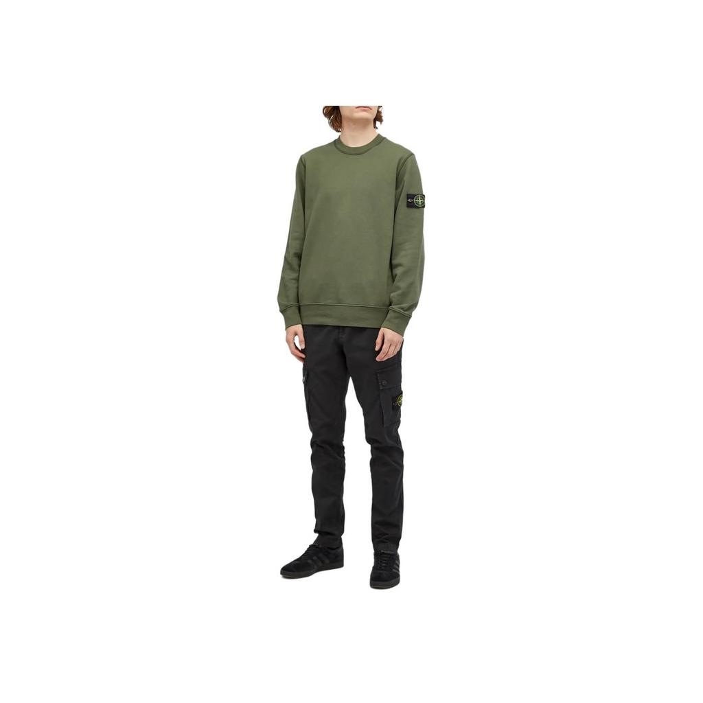 Stone Island FW24 Ribbed Cuff Casual Logo Crewneck Sweatshirt Unisex sweatshirt Green 811563051-V0059