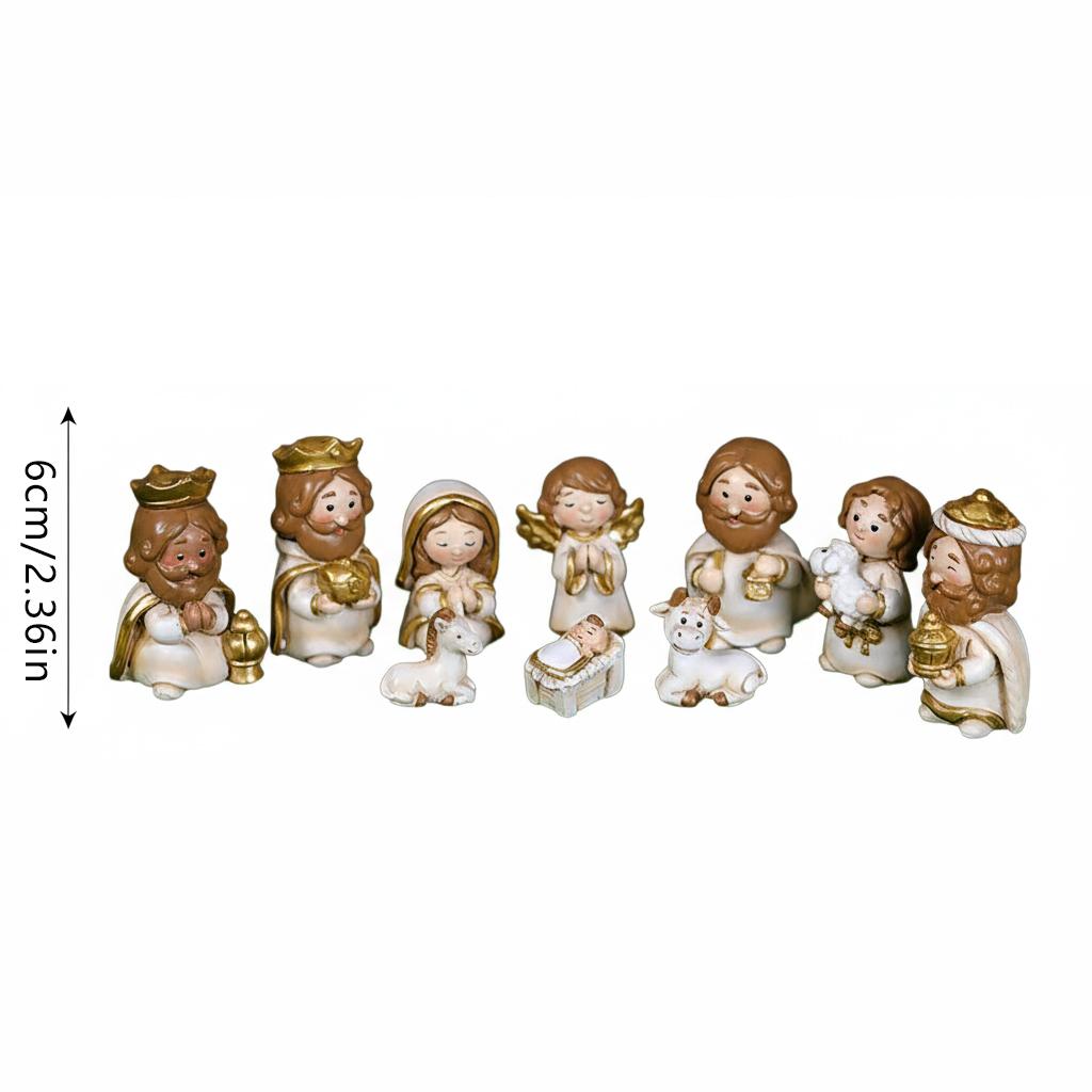 Christmas Manger Scene Figurine Set Cartoon Nativity Characters Decorative Ornament For Holiday Home Decoration And Gift Giving