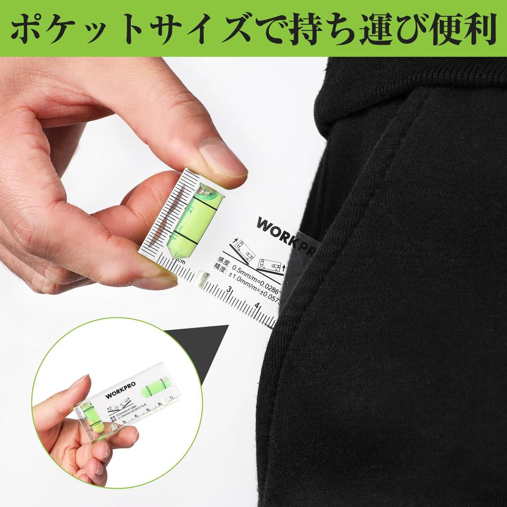 Mini vodováha WORKPRO Mini vodováha Křišťálová vodováha Vodováha z akrylové trubky Vodováha s 6 měřeními stran s magnetem Horizontální libela Vertikální libela s