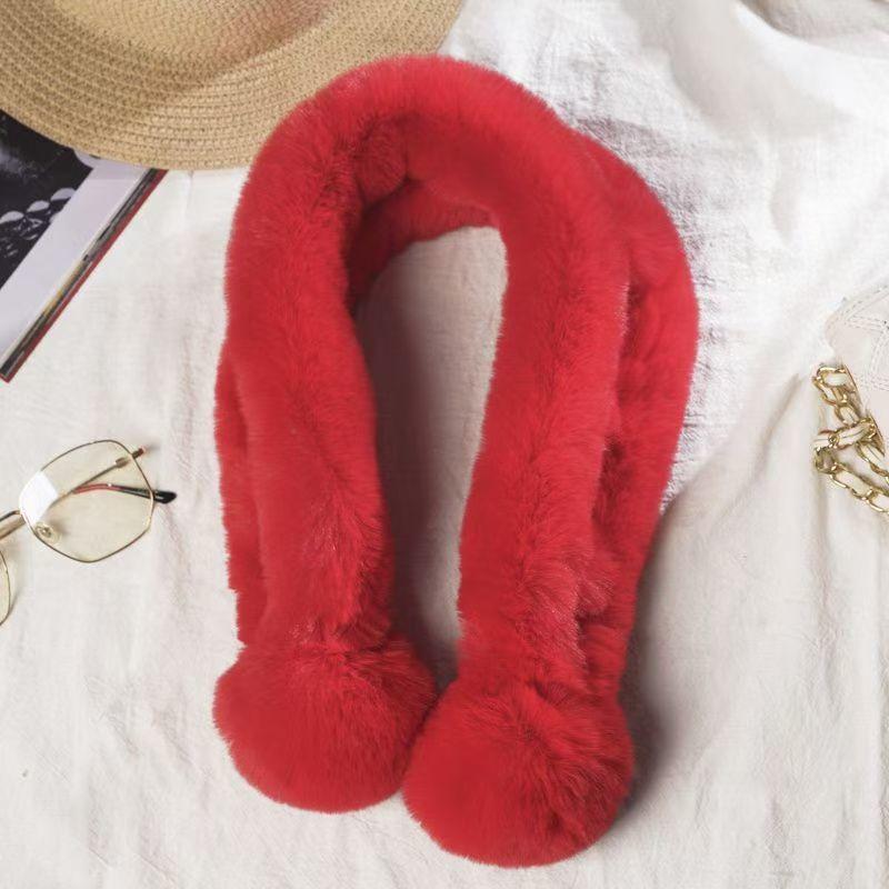 

Winter Imitation Fur Cross Ball Scarf Imitation Rex Rabbit Hair Warm Fur Collar