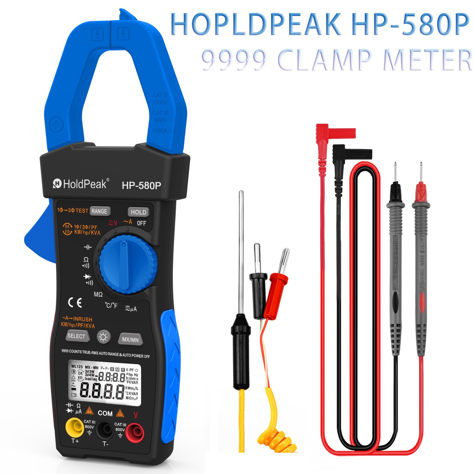 

Трифазні кліщі HOLDPEAK HP-580P 9999 Дисплей Тестер потужності Вимірювач пускового струму, дійсного середньоквадратичного значення, ACV, ACA, кВт, кВА, для систем опалення, вентиляції та кондиціонування повітря